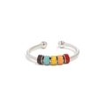 Macro shot of s925 silver anxiety ring with five rotating colorful enamel beads - US Size 7 Open (Adjustable) / Red Yellow & Orange