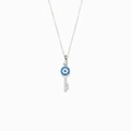 Collana con ciondolo a chiave in argento sterling S925 e pietre di zircone blu - Argento 925 (40+5cm) / Oro Bianco