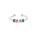 Adjustable S925 sterling silver spinning ring with five colorful enamel beads for anxiety relief - US Size 7 Open (Adjustable) / Deep Blue Rose Red