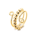 Minimalist gold s925 silver spinning beads ring with adjustable spiral band for anxiety relief - Gold