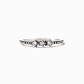 Minimalistische S925 sterling zilveren ring met drie zirkoonsterren en pareltextuur - US Maat 6 / Witgoud