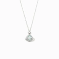 Detail of s925 silver star and planet necklace with blue stone and zircon inlay - 925 Silver / 40+5cm / White Gold