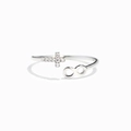 Elegant s925 silver open ring with infinity cross design and sparkling cubic zirconia stones - US Size 7 Open (Adjustable) / White Gold