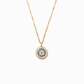 Collar minimalista de plata S925 con colgante de ojo turco en circonitas azules - Plata 925 (40+5cm) / Dorado