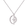 Elegante collar de plata S925 con colgante de luna creciente y estrella de circón - Plata 925 (40+5cm) / Oro Blanco