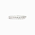 Minimalist S925 sterling silver twisted ring with shimmering zircons on white background - US Size 6 / White Gold