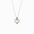 S925 sterling silver heart necklace with zircon stones and rose gold accents on white base - 925 Silver (40+5cm) / White Gold
