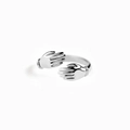 Polished S925 sterling silver hug ring with adjustable open band for women - US Size 7 Open (Adjustable) / White Gold