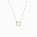 Minimalist S925 sterling silver golden necklace with a circular pavé zircon pendant - 925 Silver (40+5cm) / Gold