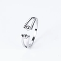 Anello aperto in argento s925 con perline rotanti e design minimalista a doppio strato - Regolabile / Argento