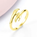 Polierter goldener S925 Silber Umarmungsring mit einem minimalistischen Wickeldesign - US Größe 7 Offen (Verstellbar) / Gold
