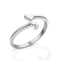 Minimalist S925 sterling silver open ring with unique semicolon and heart design - US Size 6 / Silver