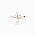 Elegant S925 sterling silver infinity cross ring with sparkling zircon stones - US Size 6 / White Gold