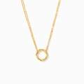 Collana minimalista in argento S925 dorato con ciondolo a cerchio intrecciato e zirconi - Argento 925 (40+5cm) / Oro