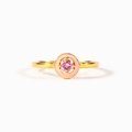 Anello in argento sterling S925 con pietra rosa e smalto rosa su sfondo bianco puro - Taglia US 6 / Rosa