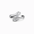 Minimalistischer S925 Sterlingsilber Umarmungsring mit polierter Spiegeloberfläche - US Größe 7 Offen (Verstellbar) / Weißgold