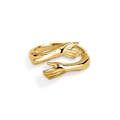 Eleganter 925 Sterling Silber Umarmungsring in Gold für Damen im schlichten Design - US Größe 7 Offen (Verstellbar) / Gold