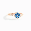 Anello girevole in argento S925 con fiore blu e finitura in oro rosa per donne - Taglia US 7 / Fiore Rotante (Regolabile) / Oro rosa