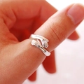 Verstellbarer S925 Sterlingsilber Ring mit Umarmung Motiv für Damen am Daumen - US Größe 7 Offen (Verstellbar) / Weißgold