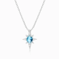 Elegante S925 sterling zilveren sterrenketting met een ovale blauwe edelsteen hanger - 925 Zilver (40+5cm) / Witgoud