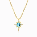 S925 sterling zilveren sterrenketting met blauwe edelsteen en gouden finish voor dames - 925 Zilver (40+5cm) / Goud