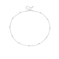 Detalle de collar de cadena de serpiente plateada con cuentas y etiqueta grabada S.STEEL - Collar 18 pulgadas (45 cm) / Plateado
