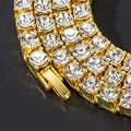Chic gold 4mm triple-row rhinestone tennis chain featuring a secure box clasp closure - Bracelet (20cm) / Gold