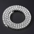 Luxurious silver 4mm block rhinestone tennis necklace with brilliant pavé crystals - Bracelet (20cm) / Silver
