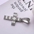 Hip hop silver cross pendant with cubic zirconia inlay on elegant display card - Silver Pendant (No Chain)