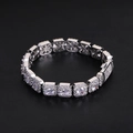 Bracelet hip hop argenté avec maillons carrés de 10mm sertis de zircons brillants cubiques - 16cm (6.3inch) / Argenté