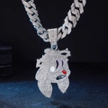 Macro view of iced-out Eeyore pendant and diamond Cuban chain in hip-hop style - Silver Pendant Only