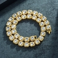 Luxurious 12mm golden hip hop chain with square crystal rhinestones in iced out style - Bracelet 8inch(20CM) / Gold