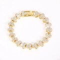 Bracciale a maglie a nido d'ape dorate con strass scintillanti e chiusura a scatto sicura - Bracciale (20cm) / Oro