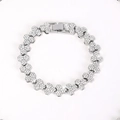 Bracciale a catena a nido d'ape in argento con maglie a cuore e strass lucidi - Bracciale (20cm) / Argento