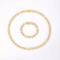 Conjunto de joyas hip hop de panal chapado en oro con micro pavé de diamantes de imitación - Conjunto de Collar y Pulsera / Dorado