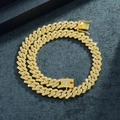 Set catena cubana dorata 12mm con strass scintillanti e chiusura a cassetta sicura - 8 Pollici (20cm) / Oro 14mm Rombo Chiusura a Incastro