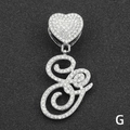 Pendente hip hop lettera G in argento con strass scintillanti e fibbia a cuore - Solo Ciondolo Con Lettera / Argento Lettera Corsiva G