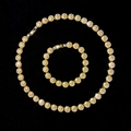 Ensemble collier et bracelet maille cubaine dorée avec zircons blancs style hip hop - Bracelet et Collier Long / Or