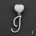 Collana con lettera I corsiva e fibbia a cuore decorata con strass scintillanti - Solo Ciondolo Con Lettera / Argento Lettera Corsiva I
