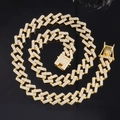 Hip hop goudkleurige cubaanse ketting met diamanten en geometrische sluiting - Armband (20cm) / Goud