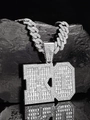 Details des Hip-Hop ED Buchstaben-Anhängers mit Baguette-Steinen und Cuban Kette - Silber KO Anhänger Ohne Kette