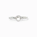 S925 sterling silver ring with pavé zircon circle and braided chain band design - US Size 6 / White Gold