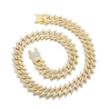 Hip-Hop-Halskette mit goldener Gliederkette und glitzernden Zirkonia-Steinen - Armband 8 Zoll (20 cm) / Goldene Panzerkette