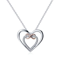 Collana elegante in argento S925 con doppio cuore e infinito con accenti oro rosa - Argento 925 (40+5cm) / Oro Bianco
