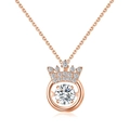 Detalle macro del collar de corona en oro rosa con diamante brillante dancing heart - Plata 925 (40+5cm) / Oro rosa