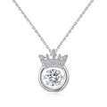 Collar de corona en plata s925 con un colgante central brillante y movimiento - Plata 925 (40+5cm) / Oro Blanco