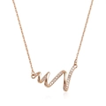 Elegante rotgoldene S925 Sterlingsilber Wellen-Halskette mit funkelnden Zirkonia Steinen - 925 Silber (40+5cm) / Roségold