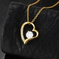 Elegant gold S925 sterling silver heart necklace with zircon pendant on black leather - 925 Silver / Gold