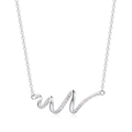 S925 Sterling Silber Wellen-Halskette mit Zirkonia-Anhängern auf weißem Hintergrund - 925 Silber (40+5cm) / Weißgold