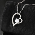 S925 sterling silver heart necklace with asymmetric zirconia pendant on leather - 925 Silver / White Gold